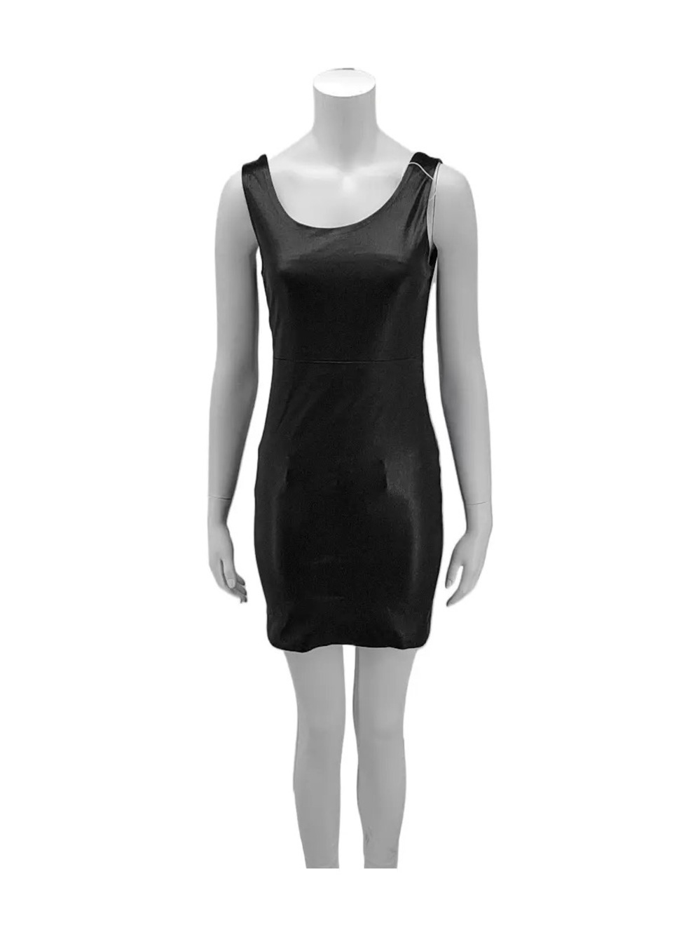 The Row Black Lambskin Scoop-Neck Mini Dress